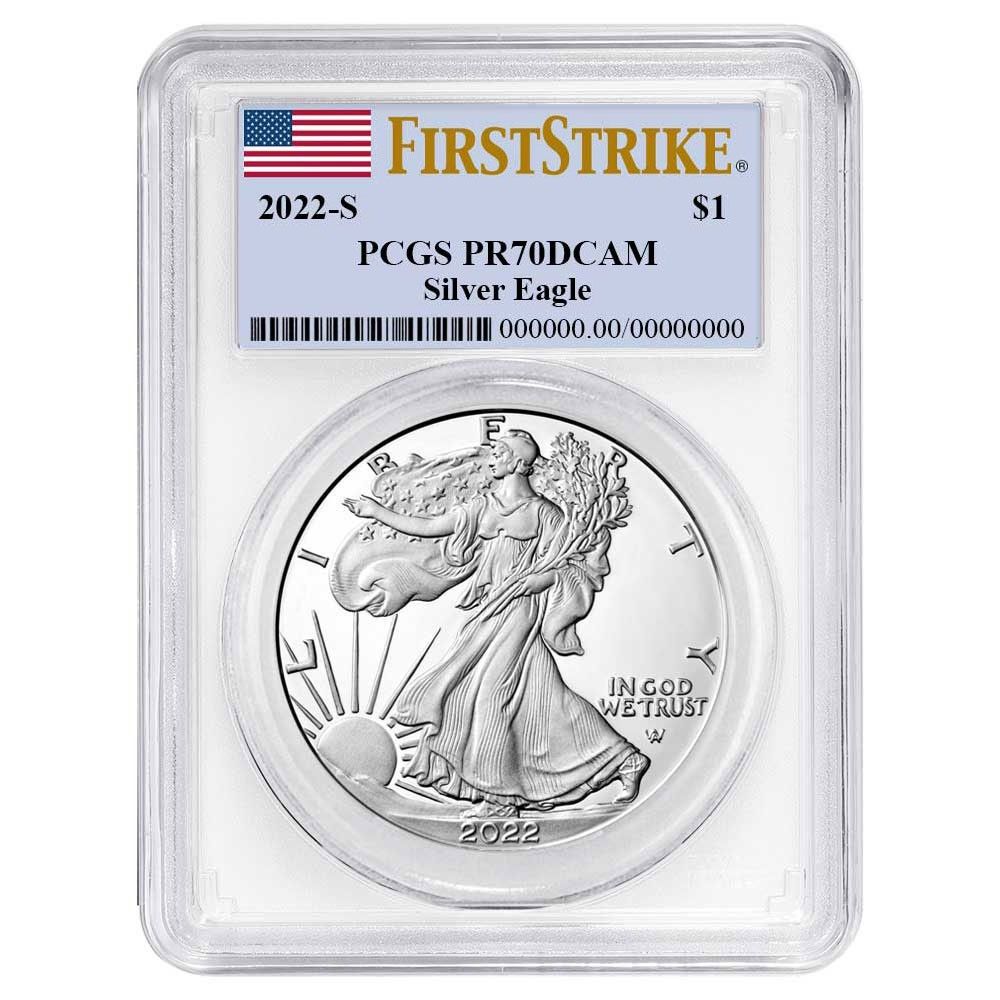 2025 S Proof 1 American Silver Eagle PCGS FS Flag Label White Frame