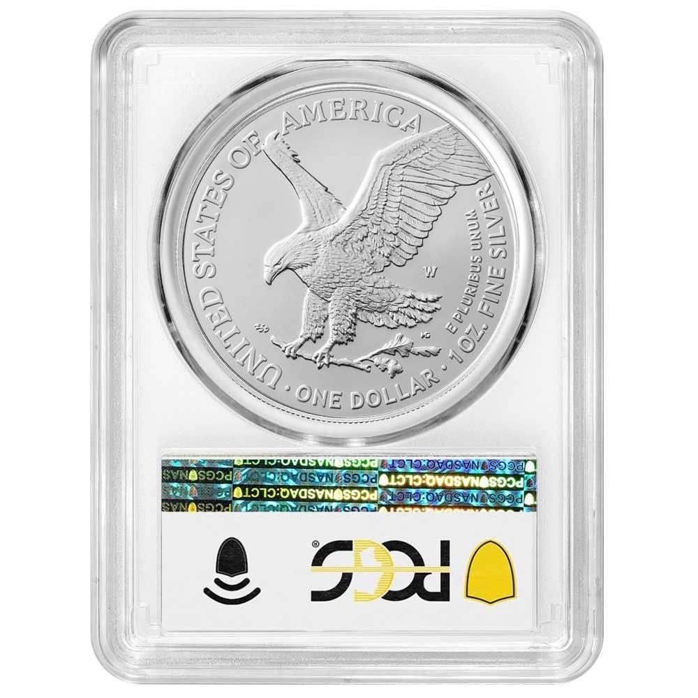 2025 W Burnished 1 American Silver Eagle PCGS SP 70 FDOI West Point Label White