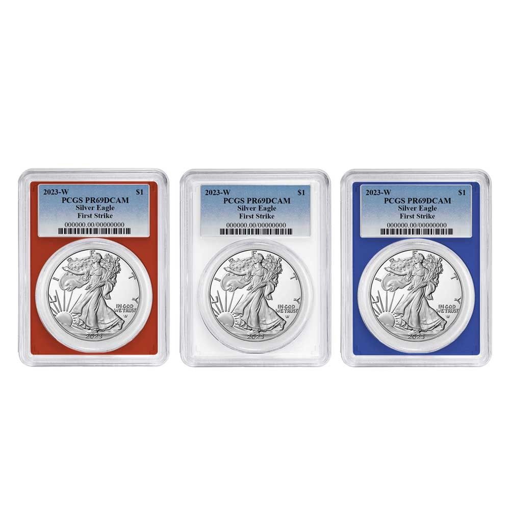 2025 W Proof 1 American Silver Eagle 3 pc Set PCGS FS Blue Label Red