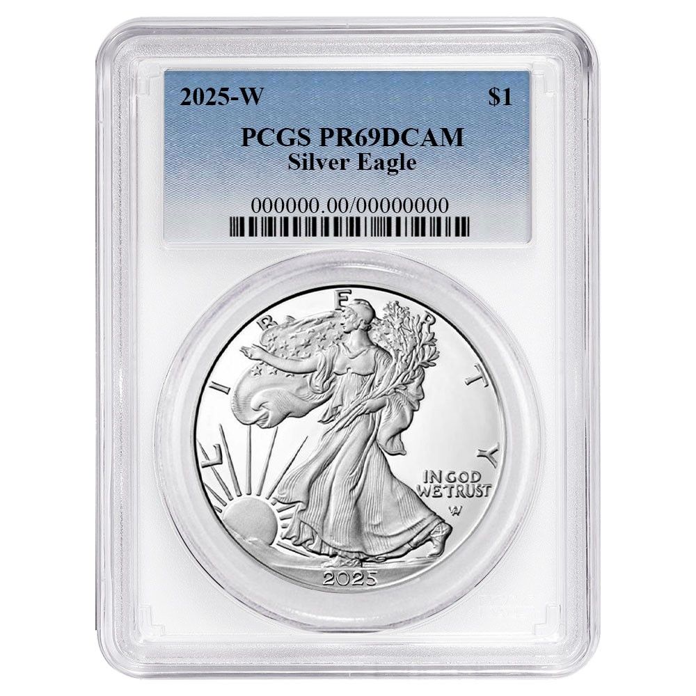 2025-W Proof 1 American Silver Eagle PCGS Blue Label White Frame