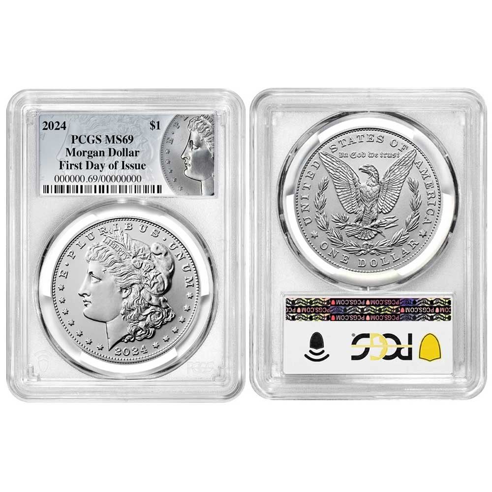 2025 1 Morgan and Peace Silver Dollar 2 pc Set PCGS MS 69 FDOI