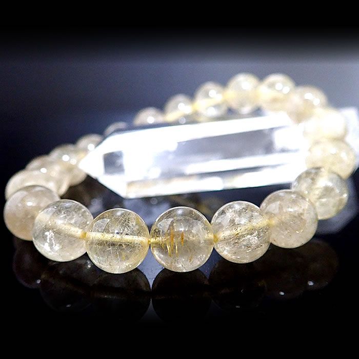 ルチルクォーツブレスレット【10mm珠】 金針控えめ ナチュラルタイプ