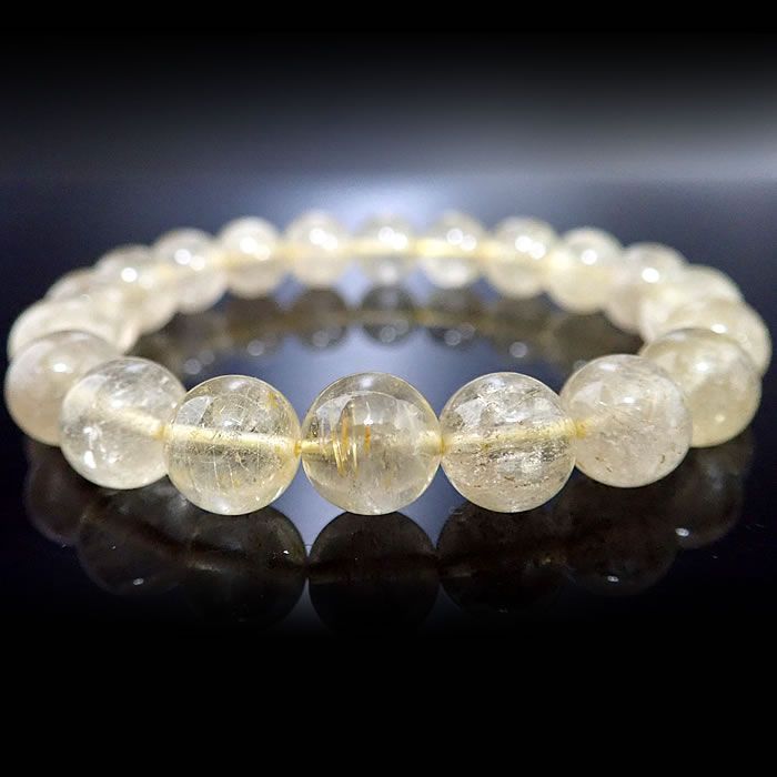 ルチルクォーツブレスレット【10mm珠】 金針控えめ ナチュラルタイプ
