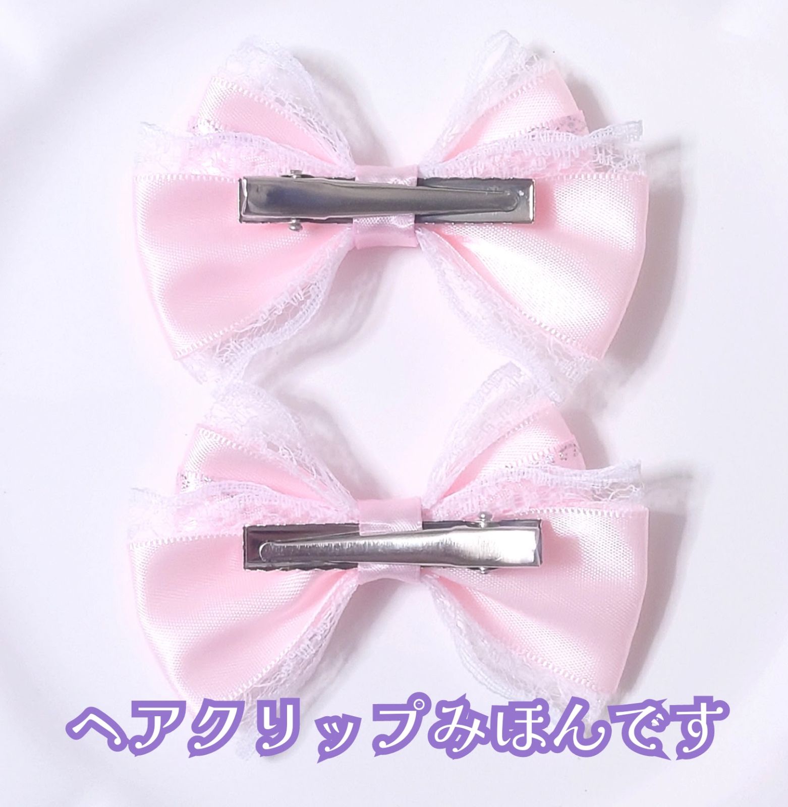 いちごリボン♡ブラック 量産型 リボン ヘアクリップ ピンク ロリータ