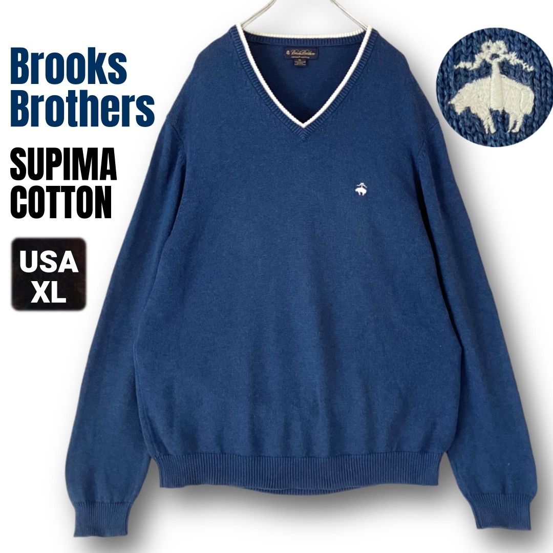 ブルックスブラザーズ☆100%スピーマコットンセーター☆ラインリブV