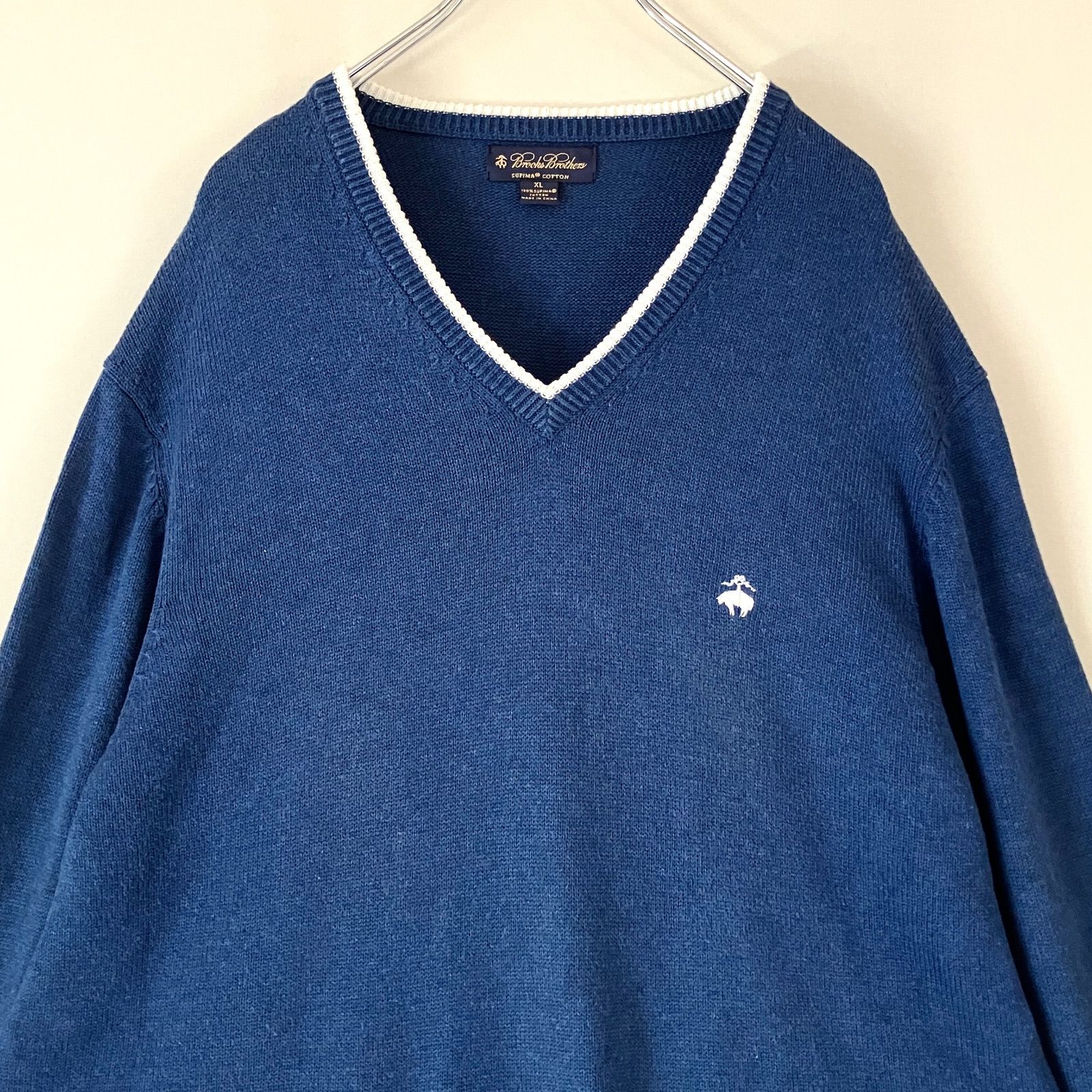 ブルックスブラザーズ☆100%スピーマコットンセーター☆ラインリブV