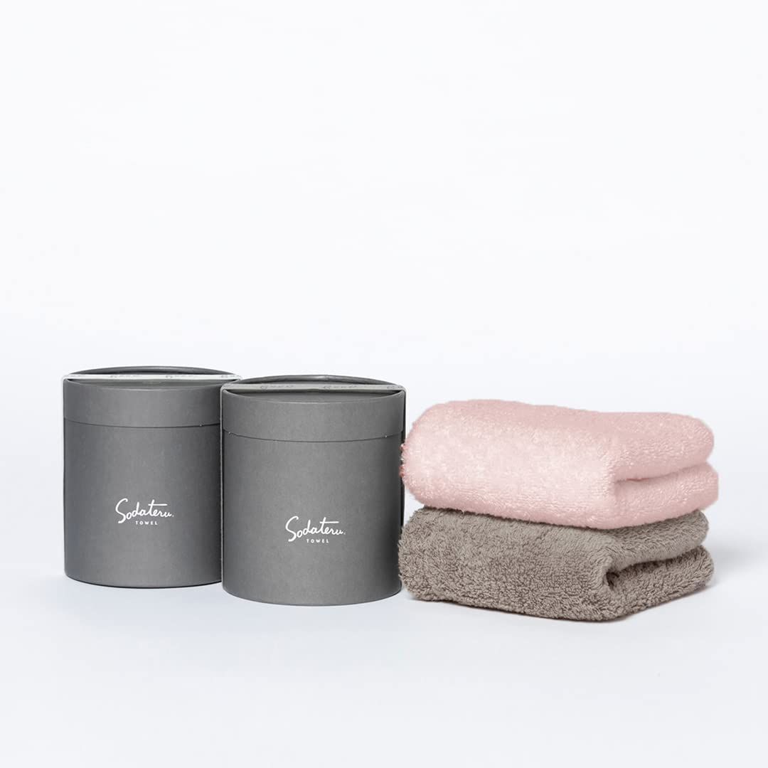 育てるタオル feel フェイスタオルペアセット ロータス ピンク系 ムーングレージュ 茶系 34 85 cm 綿100％ ボックス入り SD FEELGF FGGLO