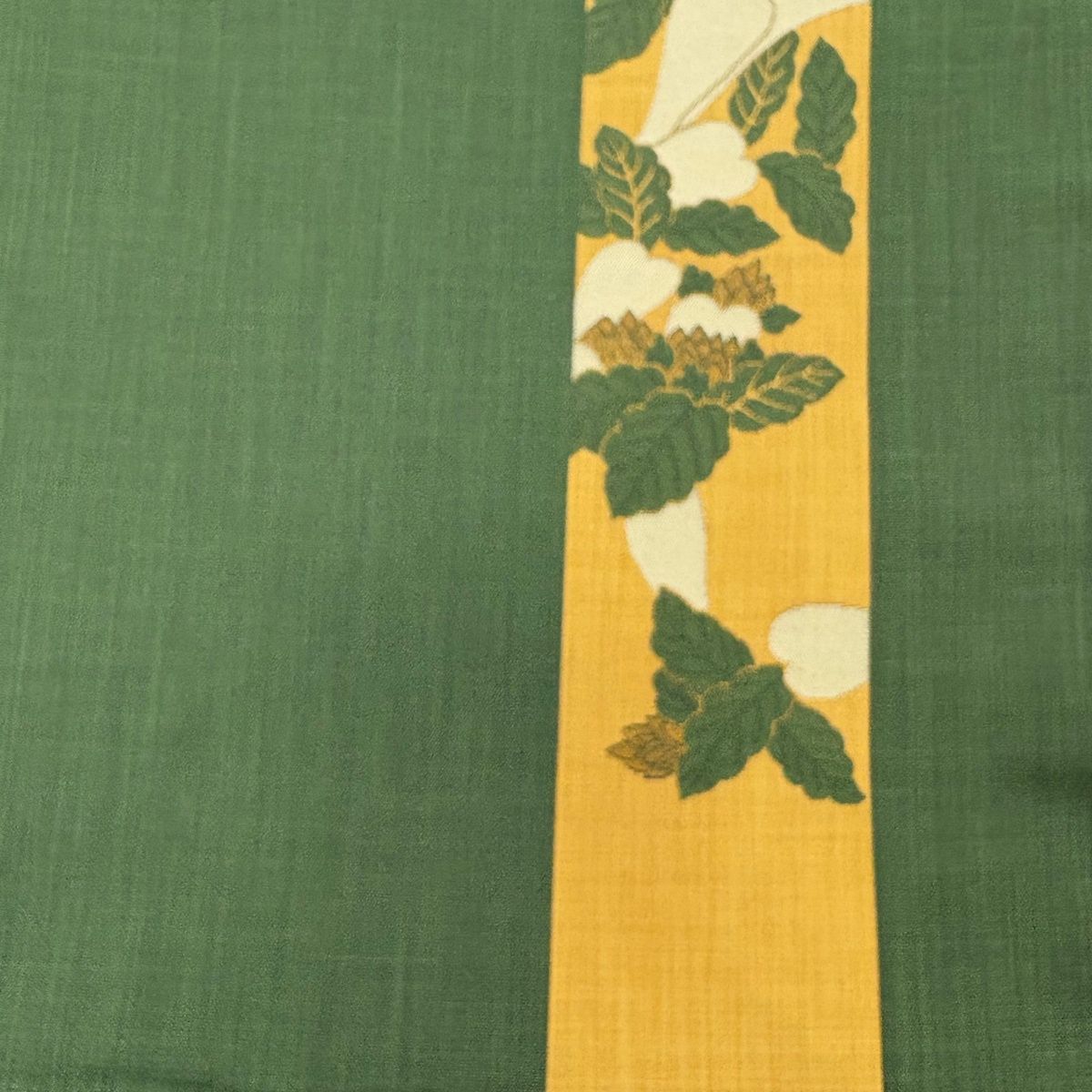  小紋 身丈160.5 cm 裄丈67 M 袷 袋帯セット 紬地 幾何学 絞り 茶緑色 正絹 小紋 着物