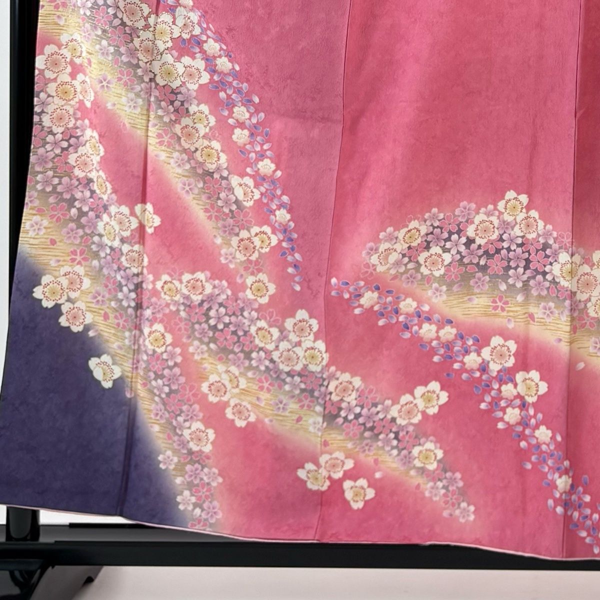 振袖 身丈159 cm 裄丈64.5 M 袷 袋帯フルセット 桜 桜の花びら 金彩 箔 ピンク 正絹