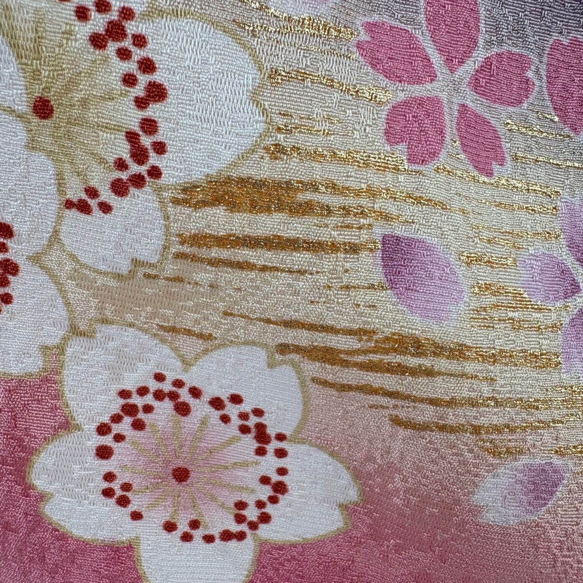 振袖 身丈159cm 裄丈64.5cm M 袷 袋帯フルセット 桜 桜の花びら 金彩