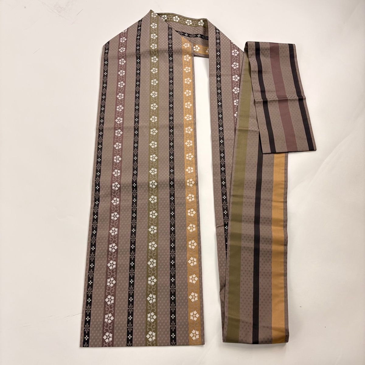  小紋 身丈160.5 cm 裄丈66 M 袷 名古屋帯セット 草花 鳥 黒 正絹 秀品 小紋 着物