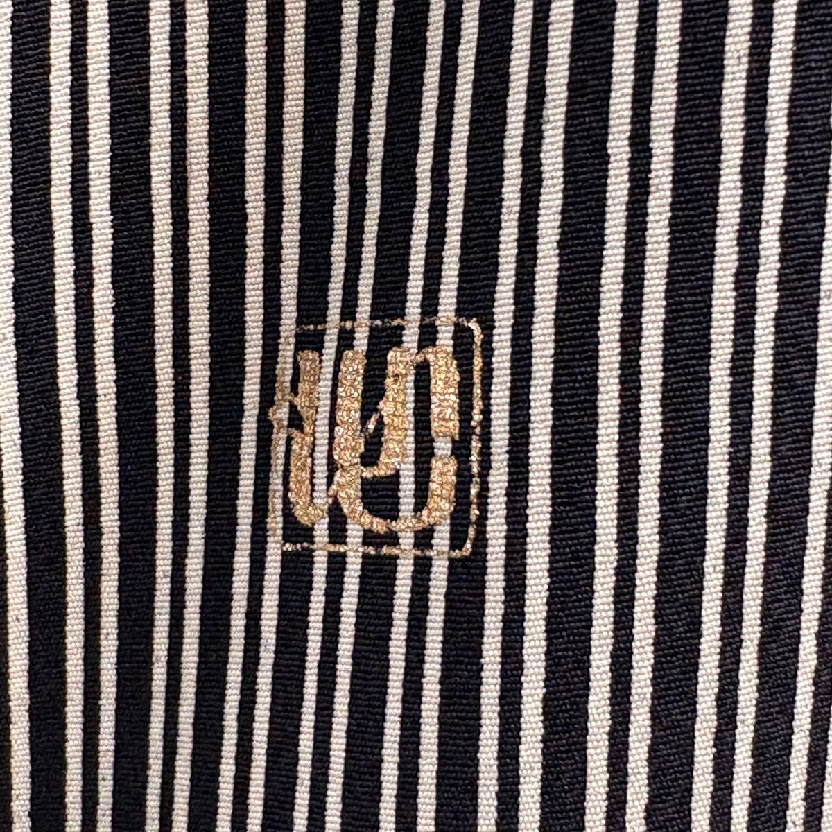  小紋 身丈157.5 cm 裄丈67.5 L 袷 袋帯セット 落款 縦縞 横縞 黒 正絹 秀品 小紋 着物