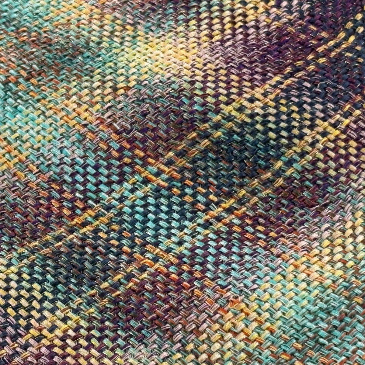 半幅帯 秀品 斜め格子 銀糸 赤紫 正絹