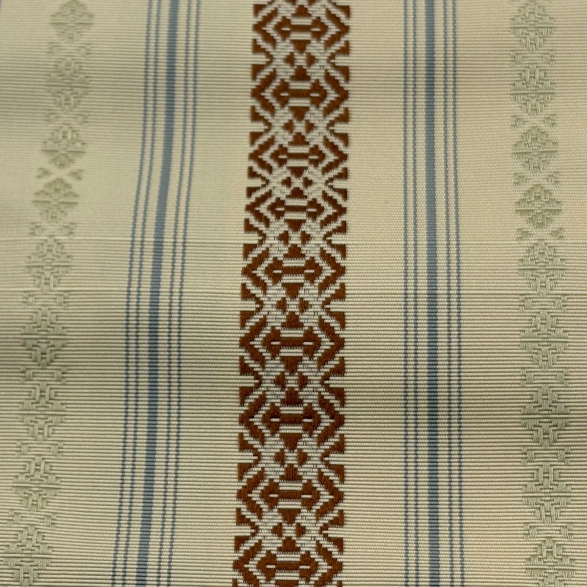 半幅帯 秀品 証紙 博多織 間道 独鈷 ベージュ 正絹