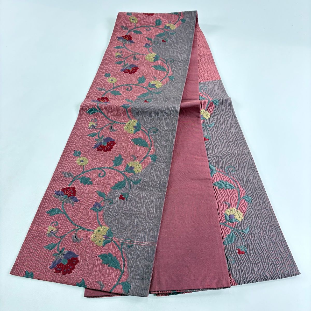 美品】 袋帯 秀品 花唐草 箔 濃ピンク 六通 正絹 【中古】 - メルカリ
