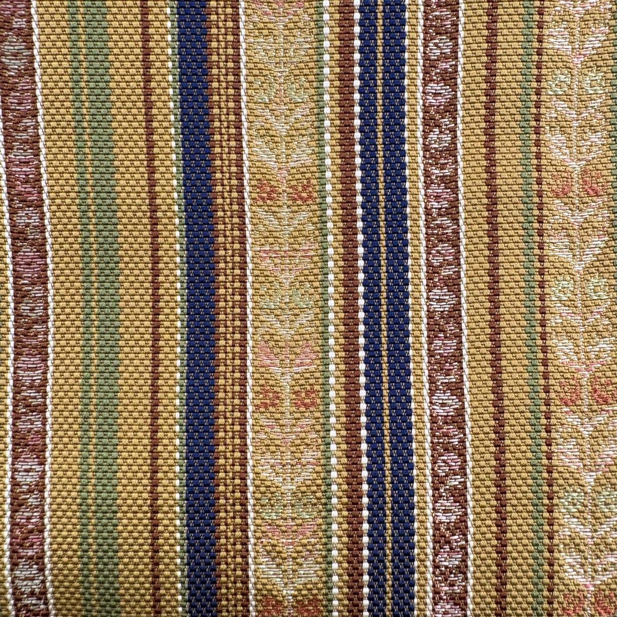 名古屋帯 秀品 八寸名古屋帯 松葉仕立て 縞 山吹茶色 正絹