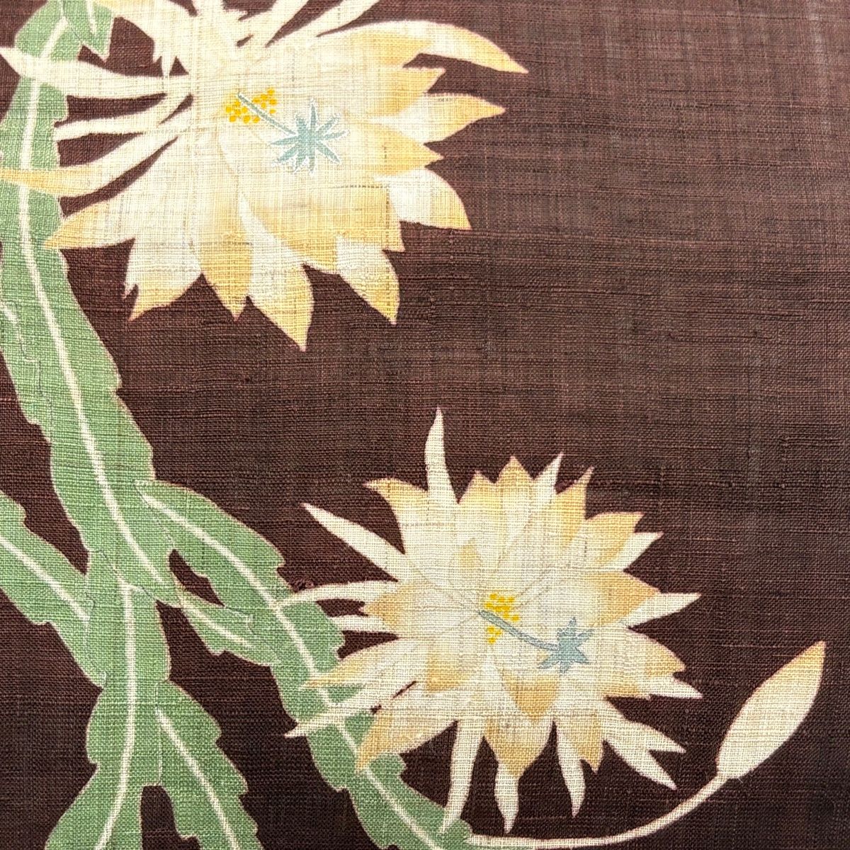 名古屋帯 秀品 夏帯 松葉仕立て 草花 銀彩 夏紬地 茶紫 正絹