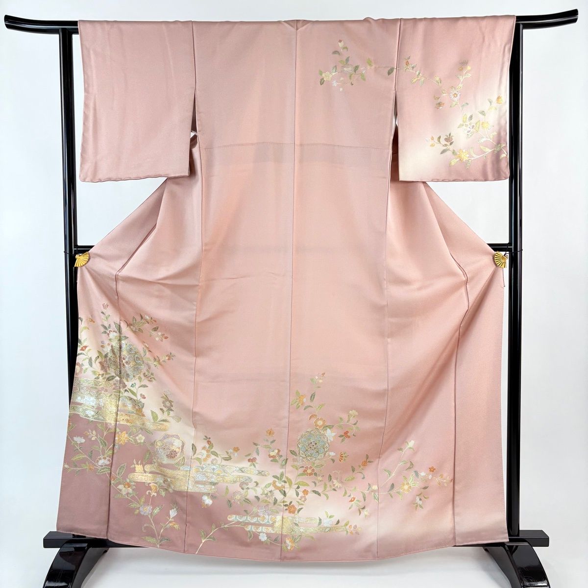 美品】 訪問着 身丈164cm 裄丈63cm S 袷 華文 ヱ霞 螺鈿 銀通し ピンク