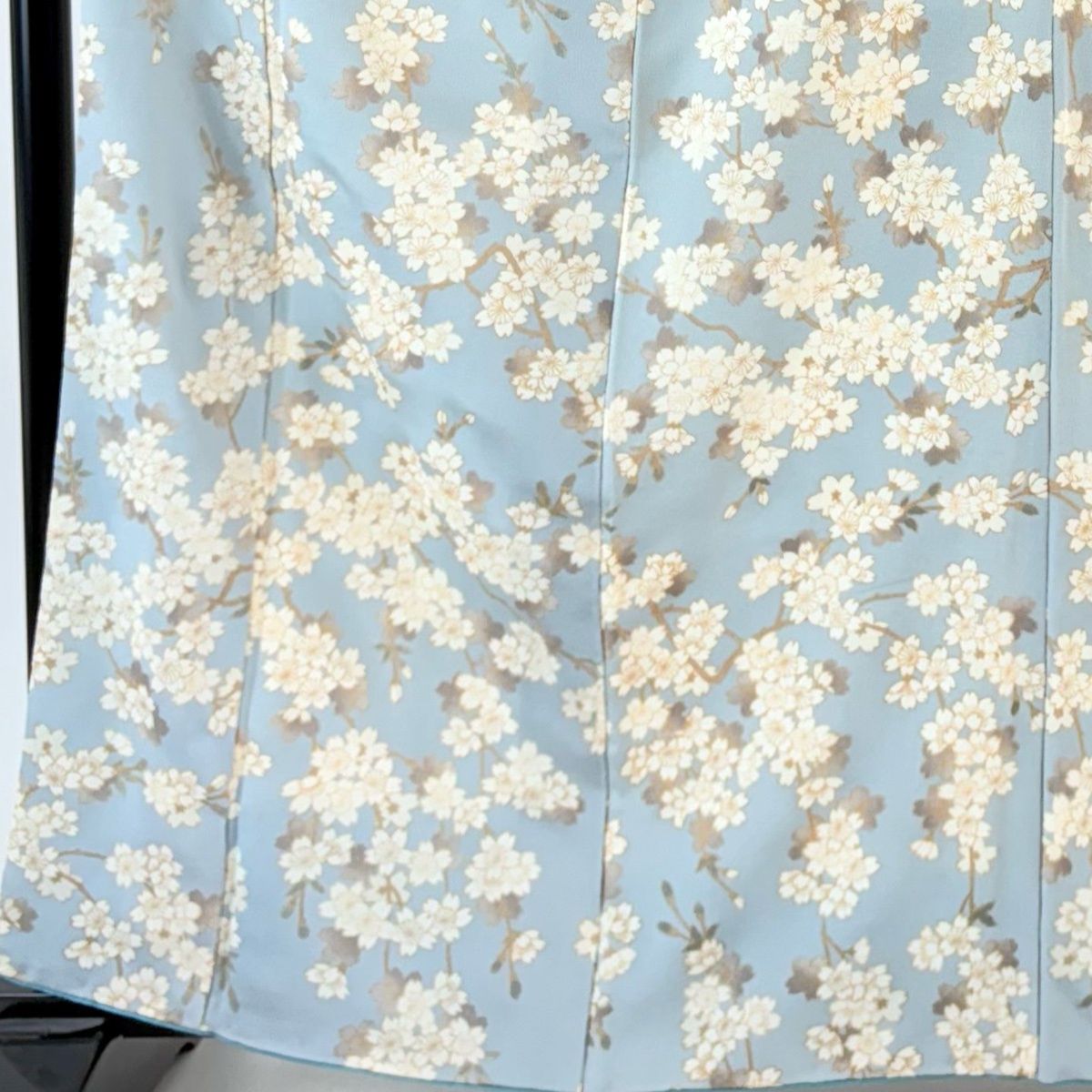 小紋 身丈163 cm 裄丈67 M 袷 桜 金彩 縮緬 水色 正絹
