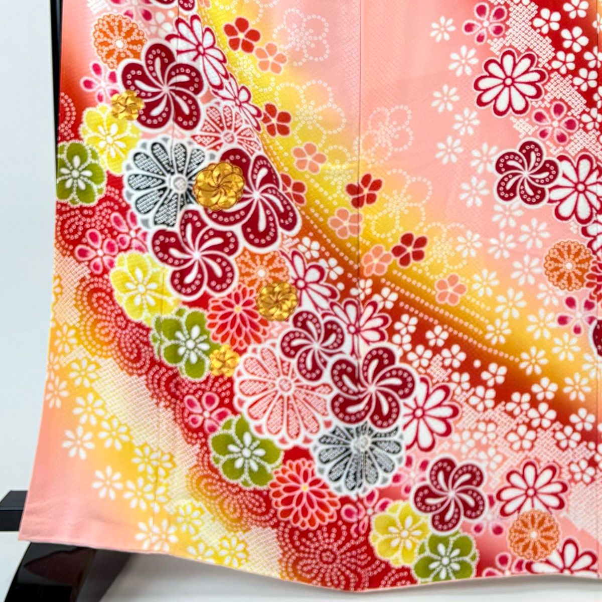 振袖 身丈163 cm 裄丈68.5 L 袷 梅 菊 金糸 ぼかし ピンク 正絹