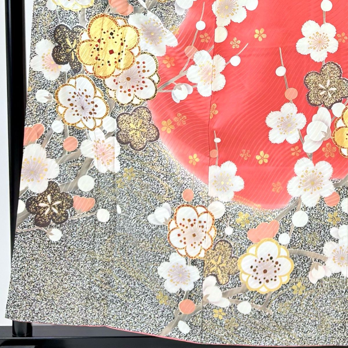 振袖 身丈158 cm 裄丈61.5 S 袷 枝梅 金糸 金彩 ピンク 正絹