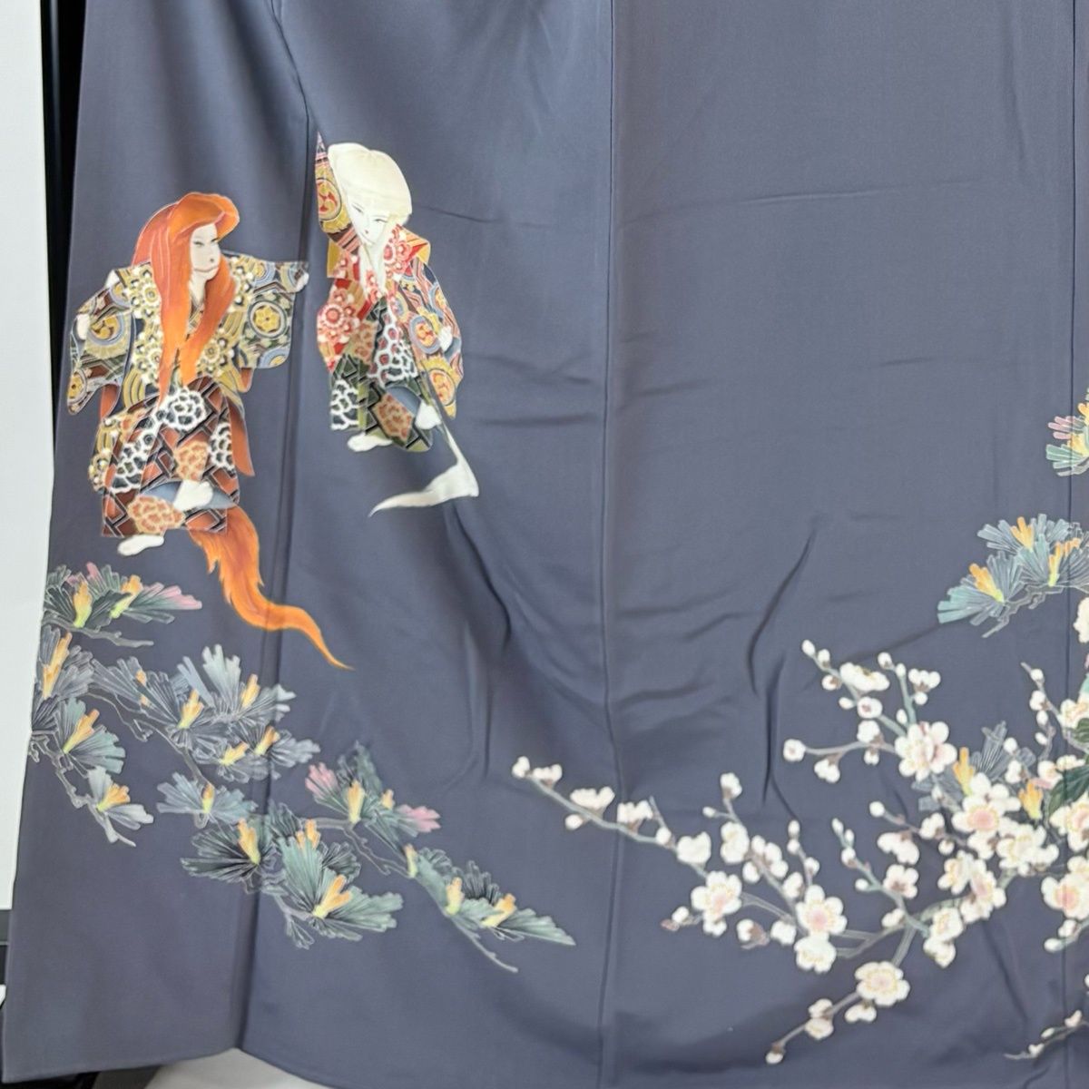 新品 十日町友禅 村松竜介 落款 着物 正絹 仕付け糸付 訪問着 5267 色留袖 身丈167cm 裄丈68.5cm L 袷 十日町友禅 村松竜介 落款 連獅子