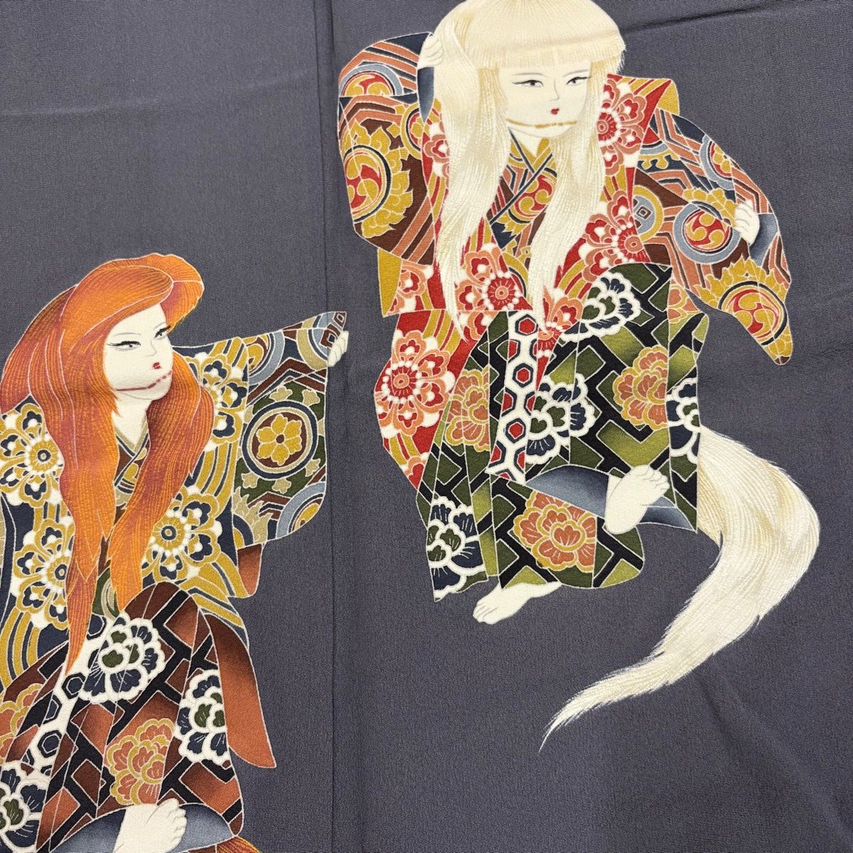 色留袖 身丈167cm 裄丈68.5cm L 袷 十日町友禅 村松竜介 落款 連獅子