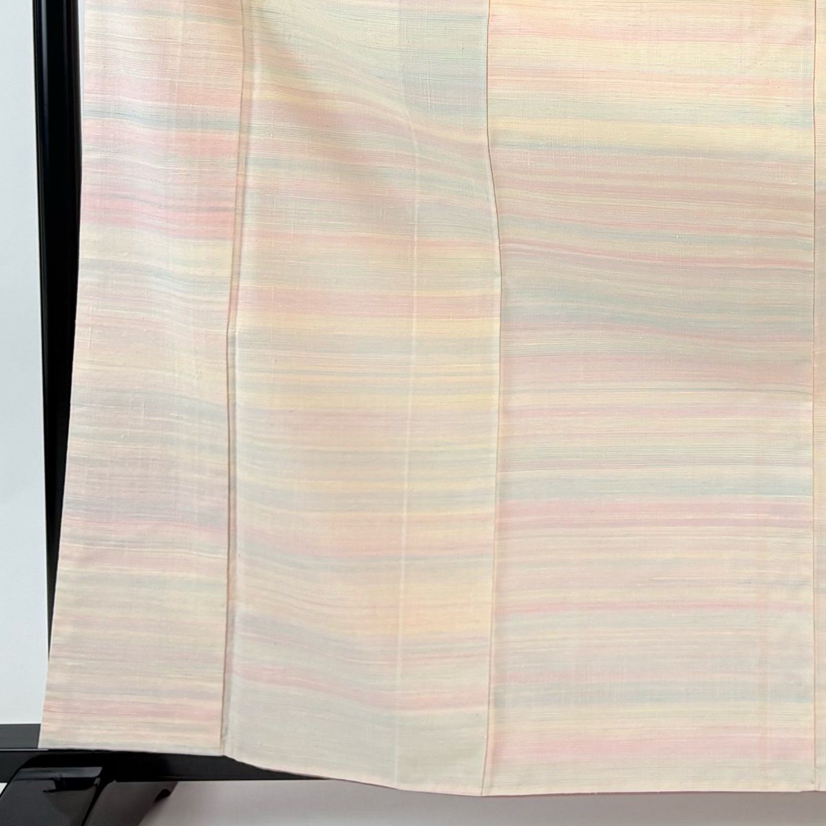 紬 身丈164 cm 裄丈63 S 袷 縞 薄ピンク 正絹