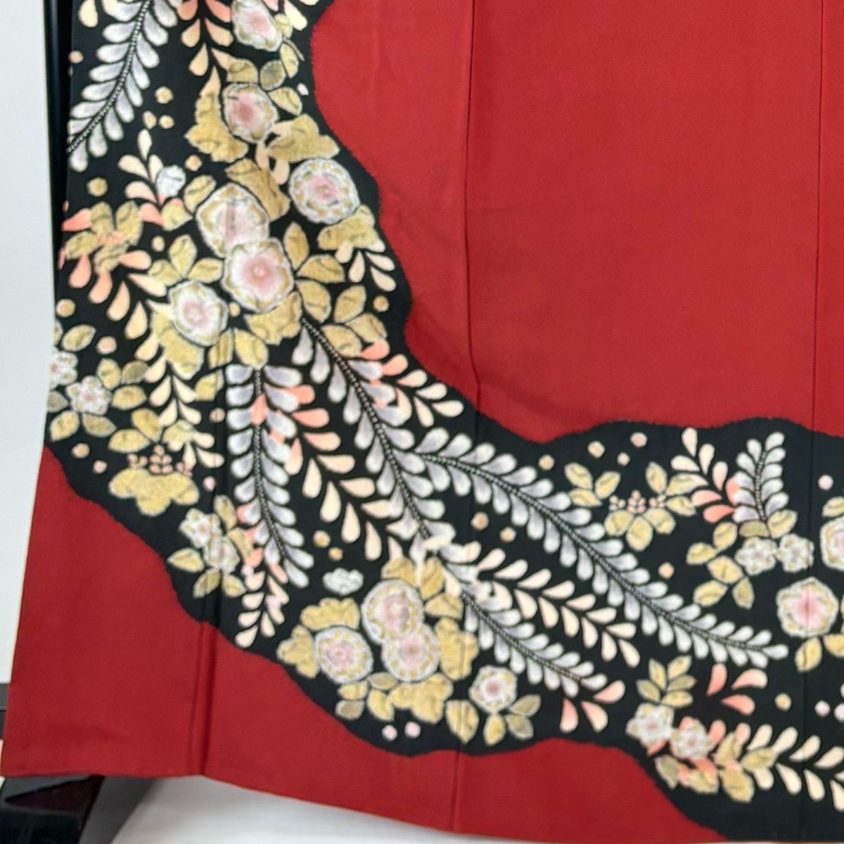 振袖 身丈168.5 cm 裄丈67 M 袷 翠山工房 やまと 落款 辻が花 金彩 赤 正絹