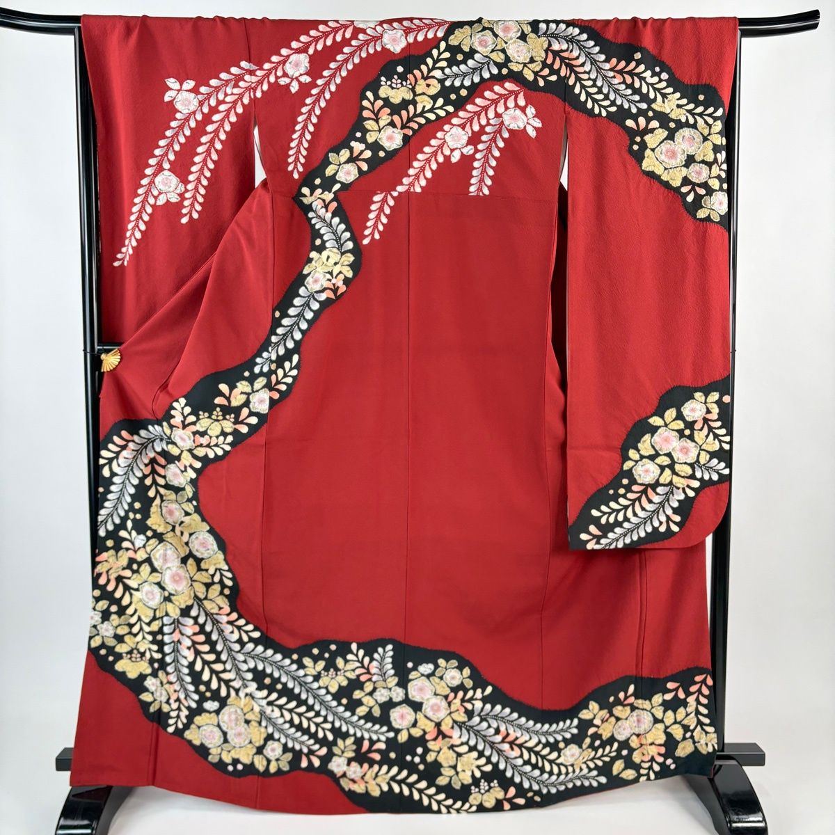 振袖 身丈168 5 cm 裄丈67 M 袷 翠山工房 やまと 落款 辻が花 金彩 赤 正絹