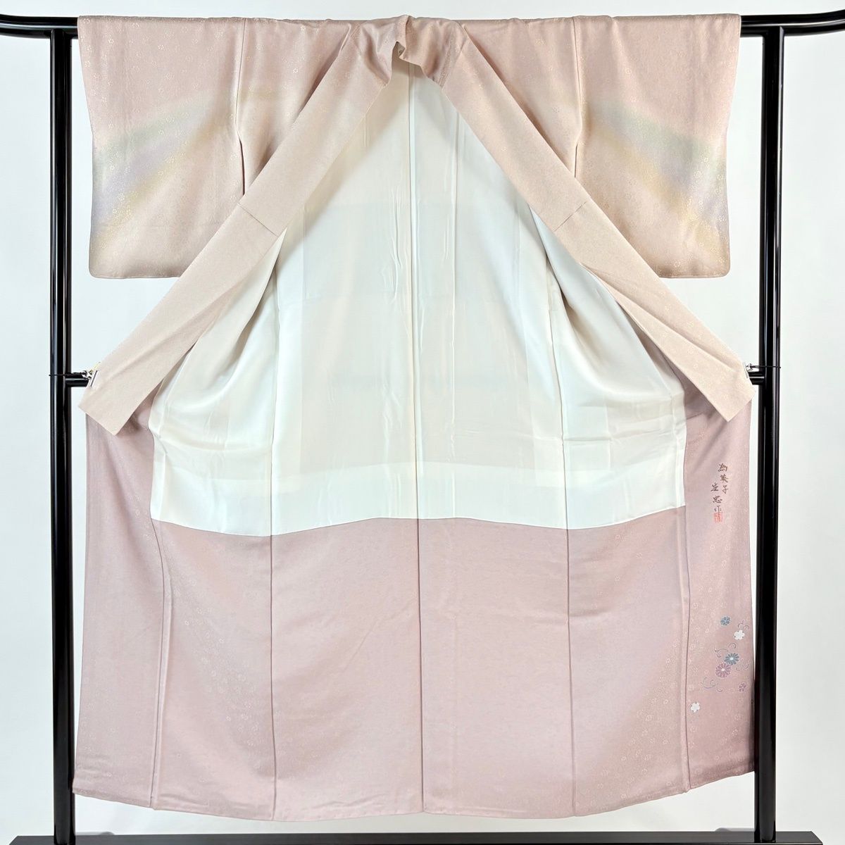 小花草華紋 斜縞ぼかし