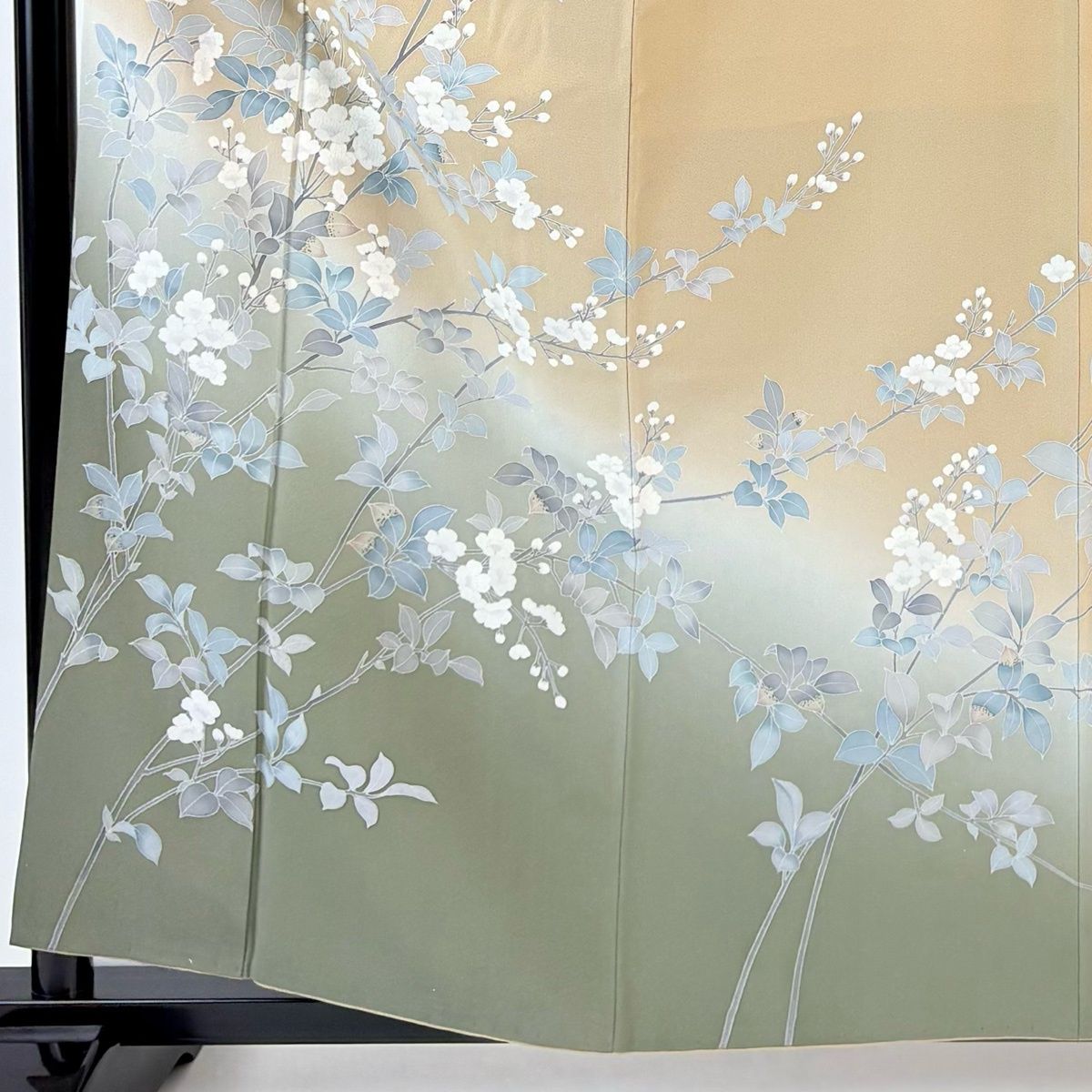 訪問着 身丈158 cm 裄丈64 M 袷 落款 枝花 ぼかし 薄茶色 正絹