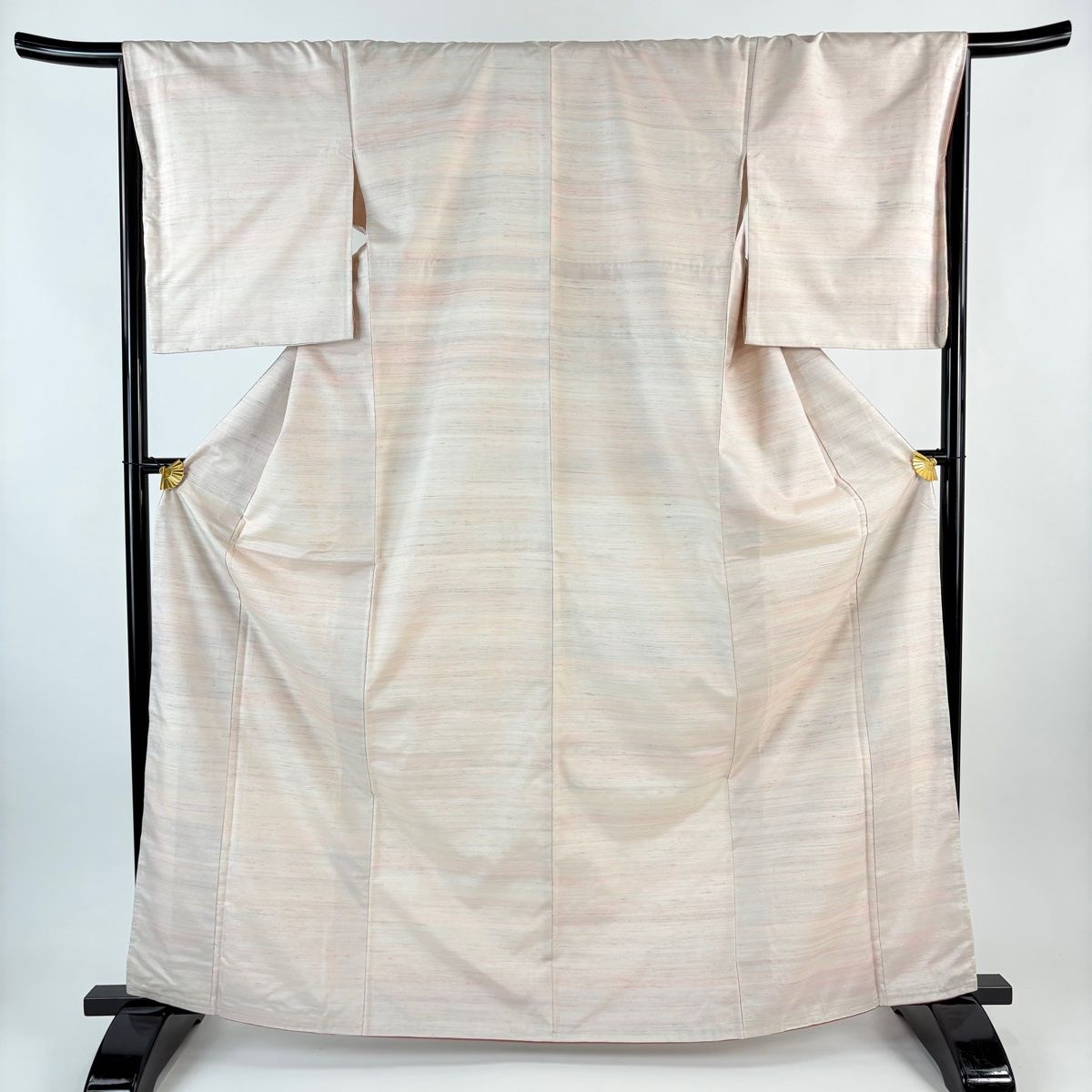 紬 身丈165.5 cm 裄丈67 M 袷 縞 薄ピンク 正絹