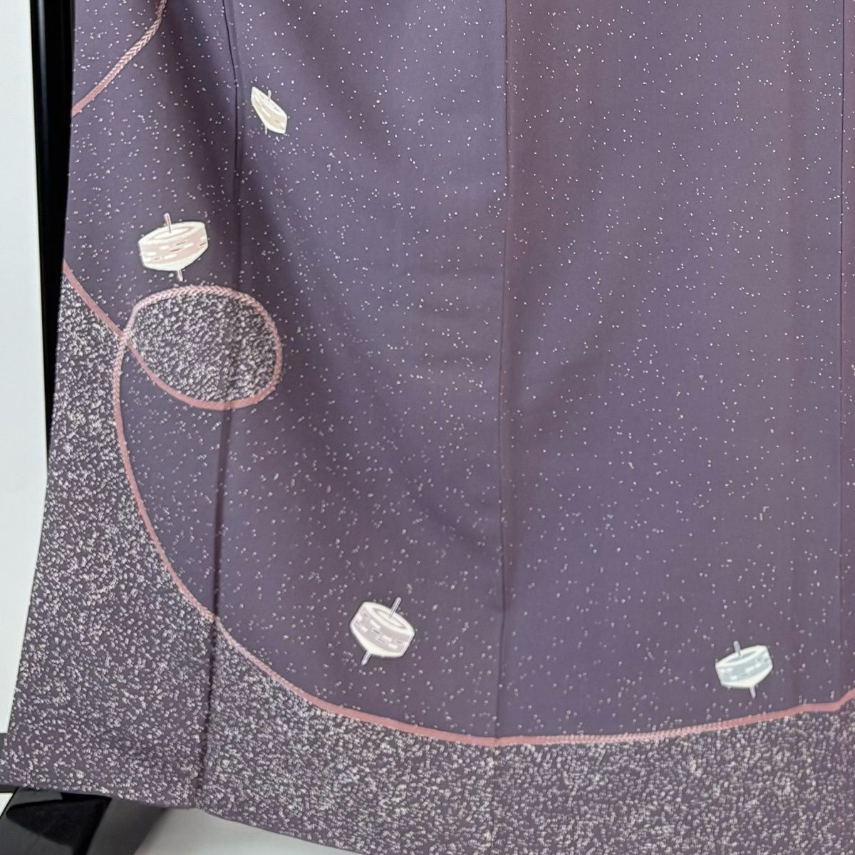 訪問着 身丈162.5 cm 裄丈68 L 袷 鈴乃屋 落款 独楽 組紐 銀糸 灰紫 正絹