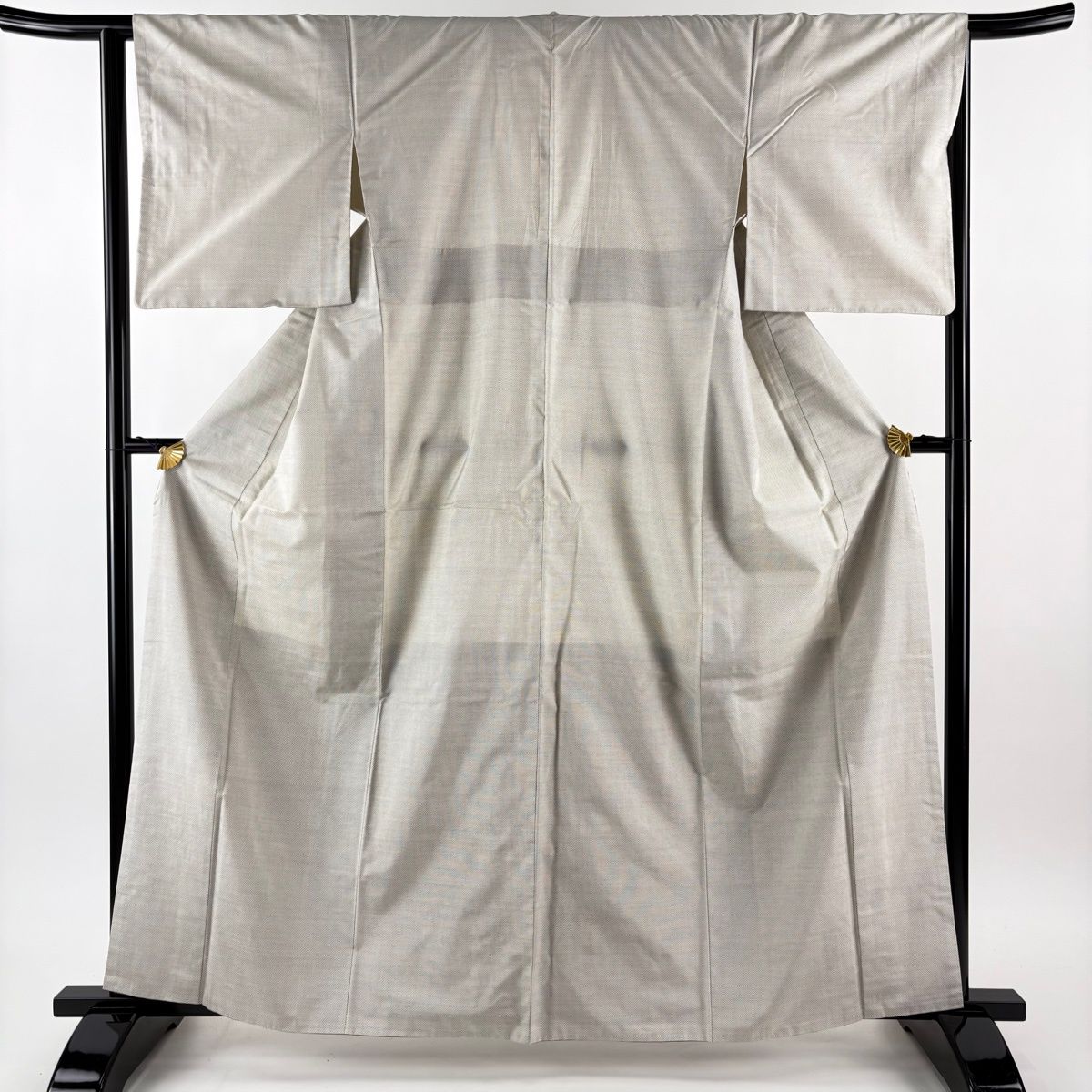 大島紬 身丈162cm 裄丈65cm M 袷 桑原啓之介 都城 落款 蚊絣 灰白 正絹
