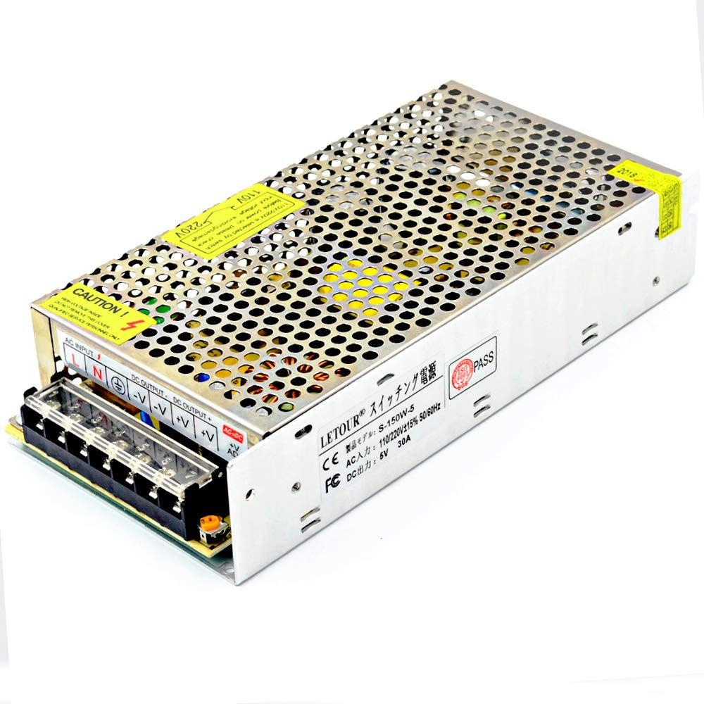 LETOUR スイッチング電源 直流安定化電源 AC DC 電源変換5 V 30 A 150 W 110 220 電圧変換器 過負荷 電圧遮断 安全保護回路 放熱ファン付き DCコンバーター 電源装置LEDライト 発光ログ 通信装置 家電製品など用