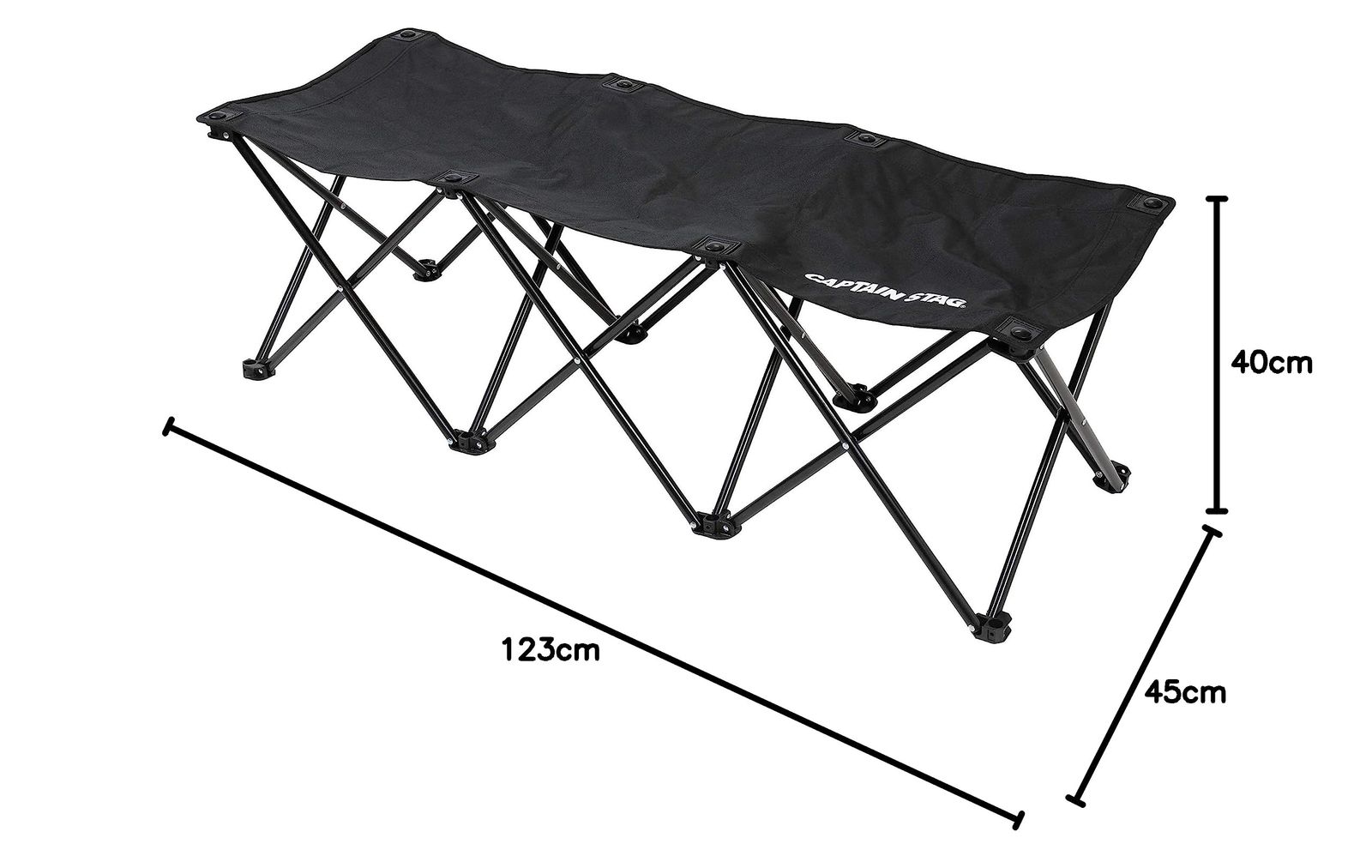 キャプテンスタッグ CAPTAIN STAG ベンチ チェア コンパクトベンチ 3人掛け ブラック グラシア UC-1679