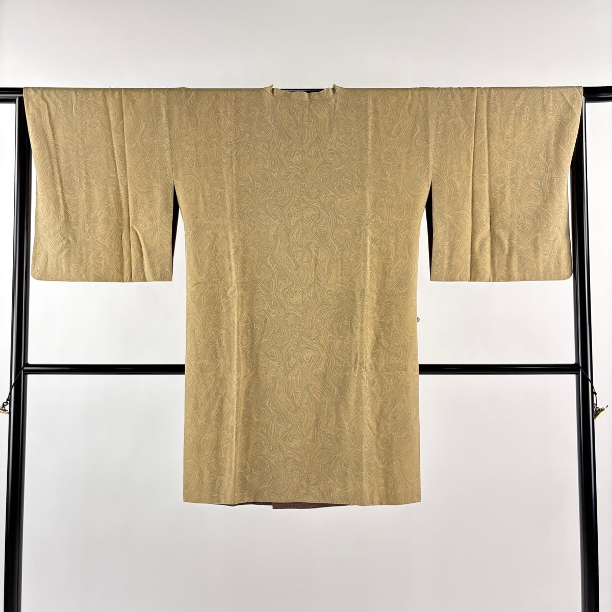 道行 身丈98.5 cm 裄丈63.5 S 和装コート 角衿 墨流し ベージュ 正絹 秀品