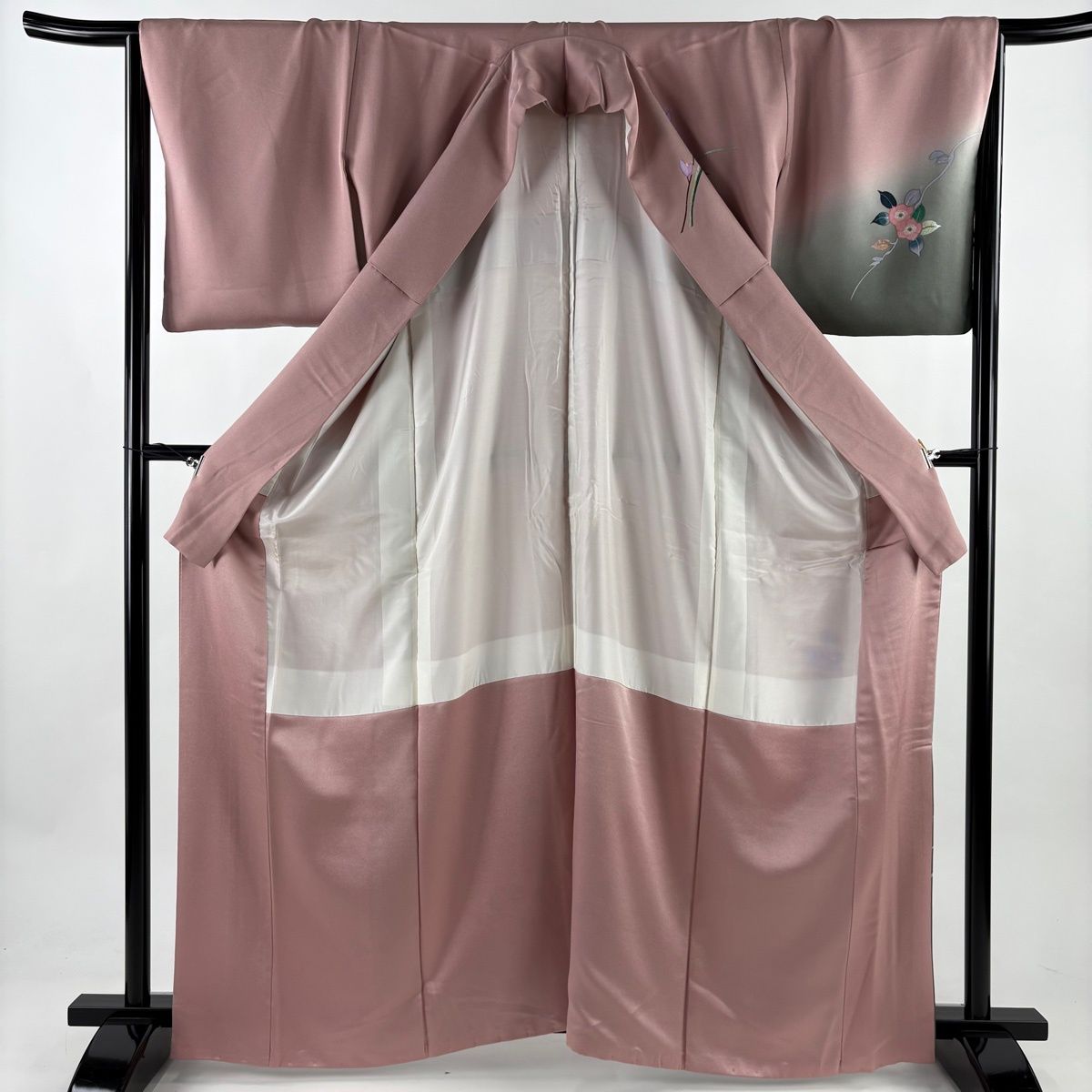  訪問着 身丈164 cm 裄丈66 M 袷 草花 金銀彩 ぼかし ピンクベージュ 正絹 秀品 訪問着 付け下げ 着物