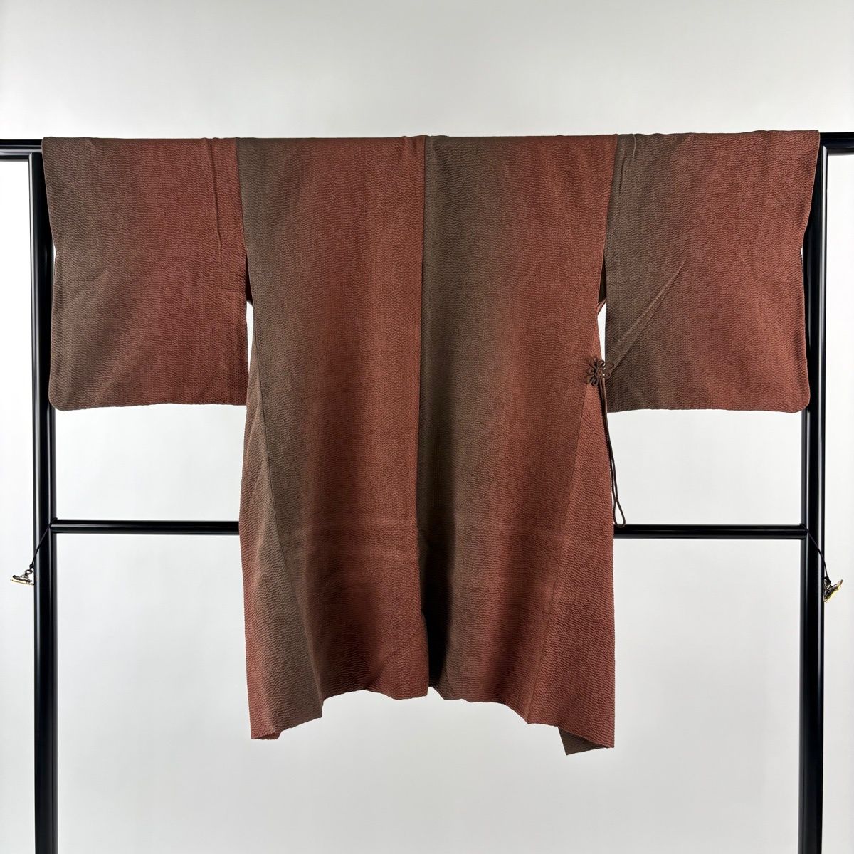 道中着 身丈100 cm 裄丈65 M 和装コート ぼかし 絞り 茶色 正絹 秀品