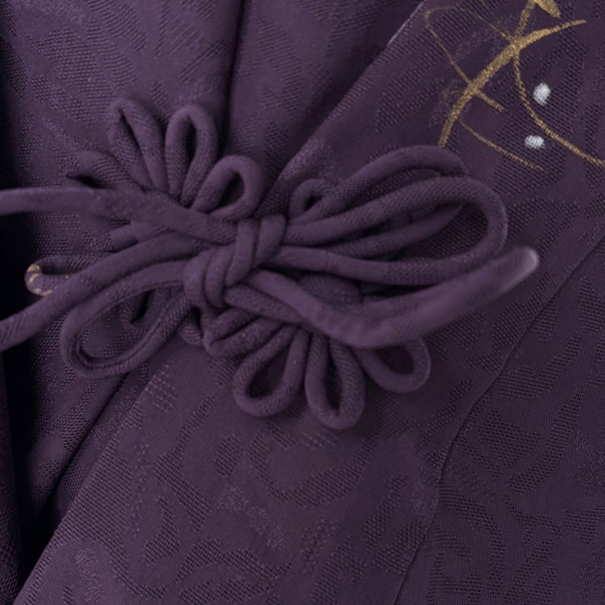  道中着 身丈93 cm 裄丈65 M 和装コート 着物衿 幾何学 金彩 濃紫 正絹 秀品 羽織 着物 浴衣