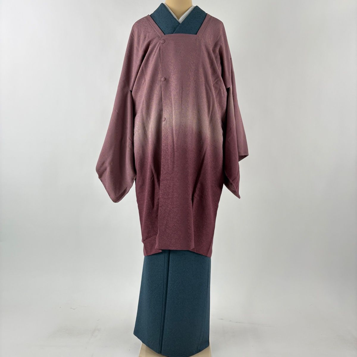 道行 身丈101 cm 裄丈68.5 L 和装コート 角衿 ほていや 花唐草 ぼかし 灰紫 正絹 秀品