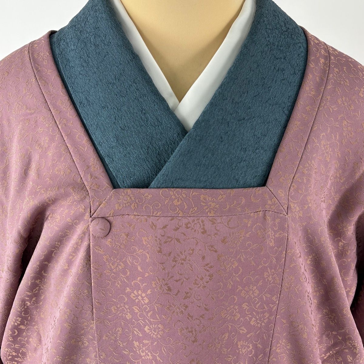  道行 身丈101 cm 裄丈68.5 L 和装コート 角衿 ほていや 花唐草 ぼかし 灰紫 正絹 秀品 羽織 着物 浴衣