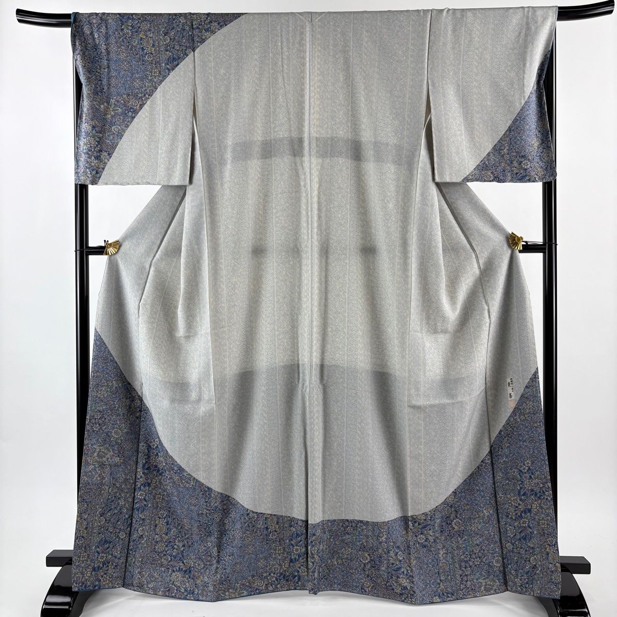 付下げ 身丈166 5 cm 裄丈68 L 袷 落款 更紗 青灰色 正絹 秀品