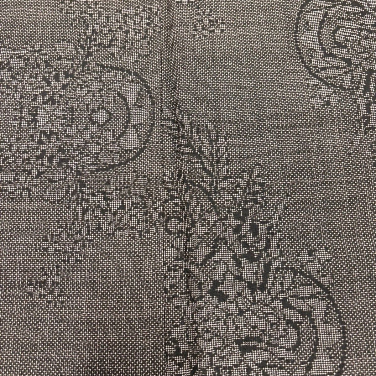  大島紬 身丈156 cm 裄丈63 S 袷 純泥染 証紙 草花 鼓 焦茶色 正絹 秀品 紬 着物