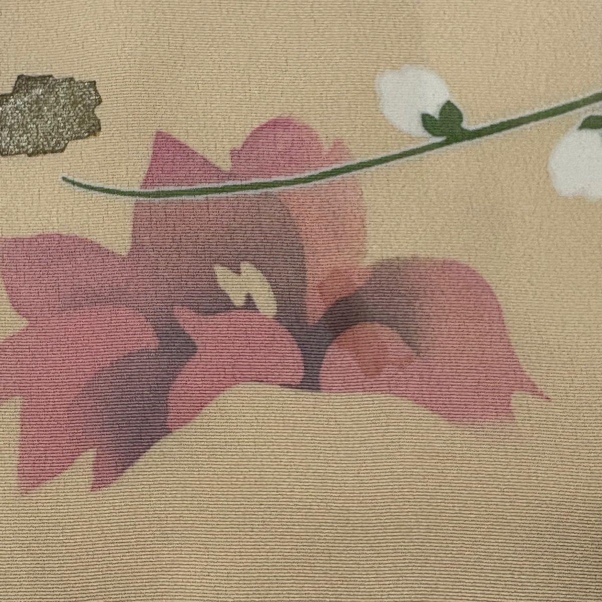  訪問着 身丈159.5 cm 裄丈65 M 袷 草花 金銀彩 薄オレンジ 正絹 秀品 一つ紋 訪問着 付け下げ 着物