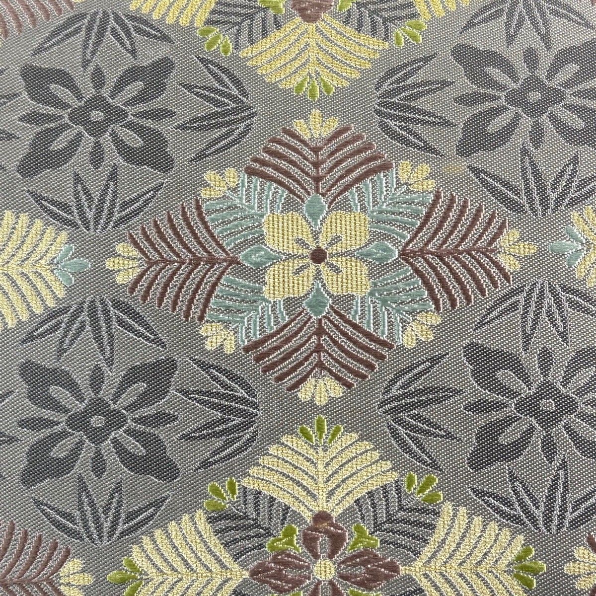 名古屋帯 菱 若松 金糸 刺繍 灰紫 正絹