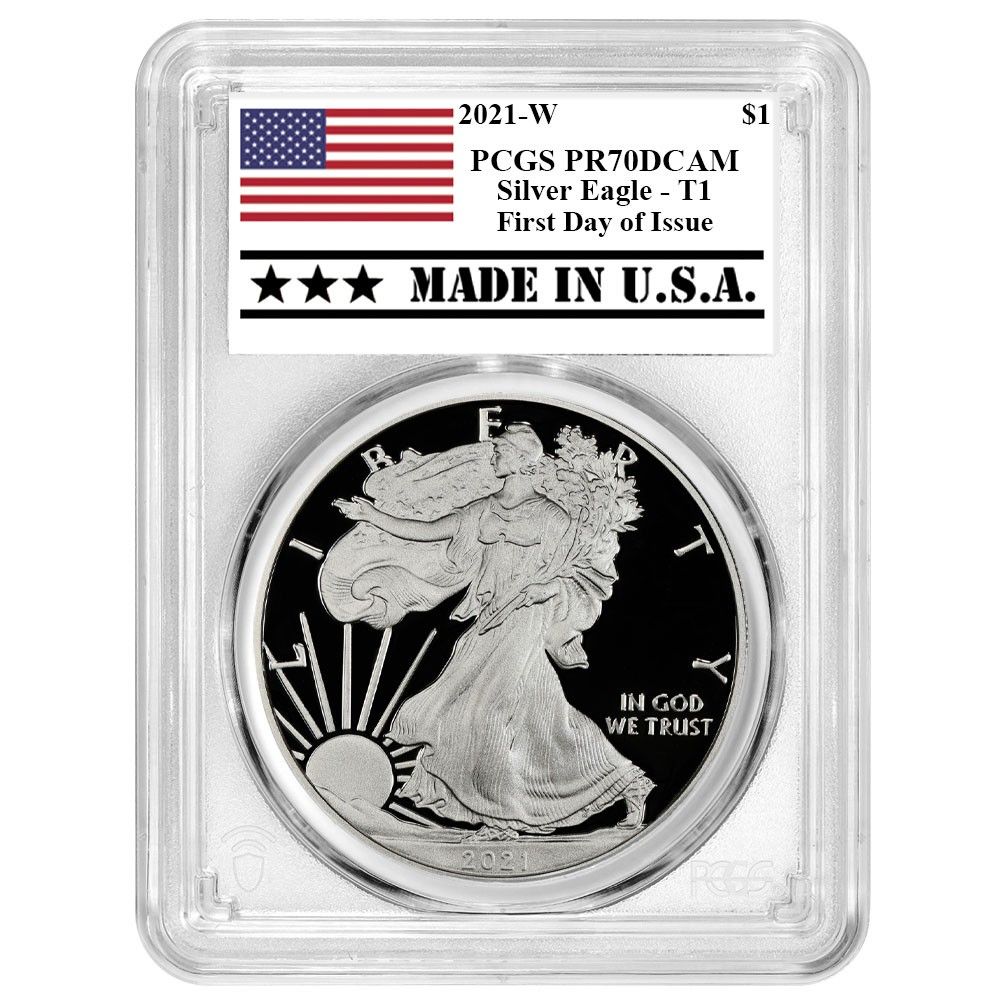 2021 W Proof 1 Type American Silver Eagle PCGS FDOI Made in A