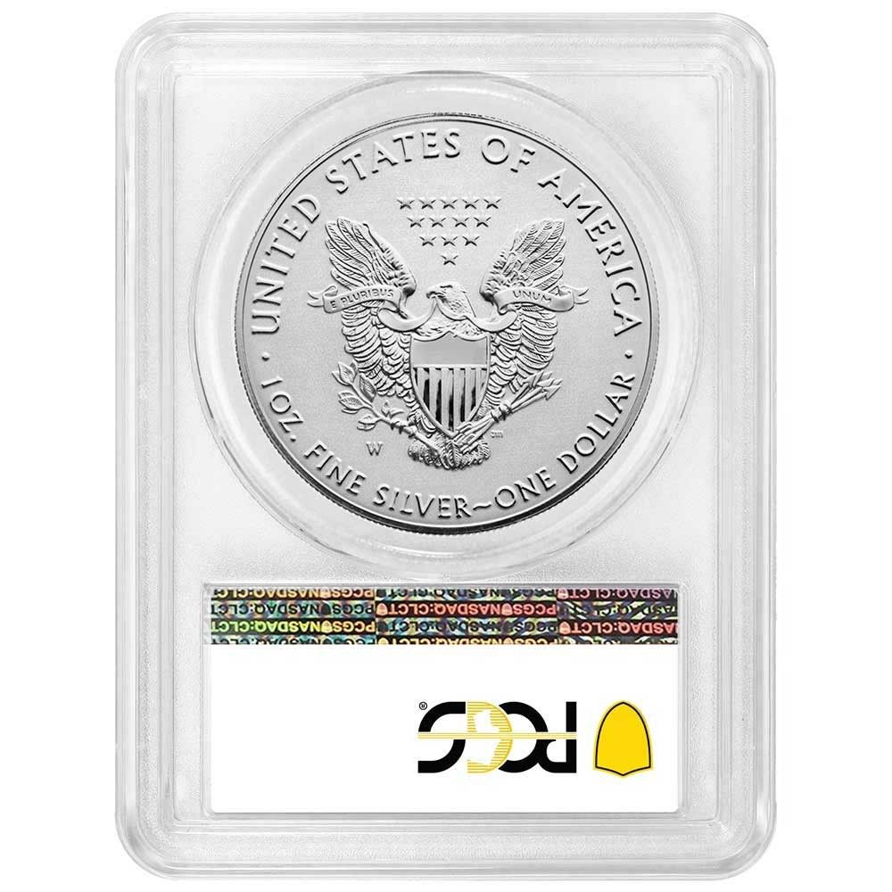 2019 W Reverse Proof 1 American Silver Eagle PCGS PR 70 FDOI Dual Flag Label