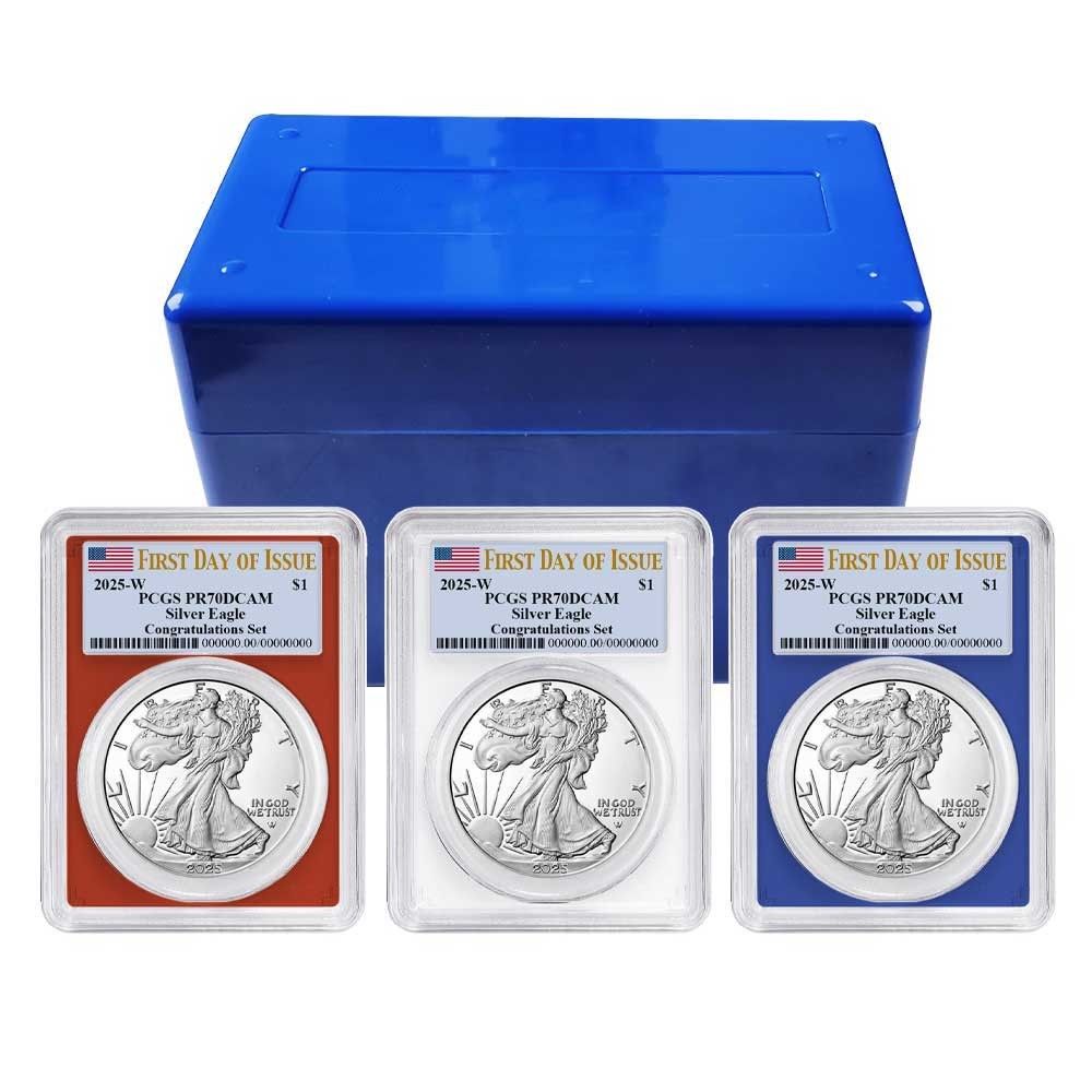 2025 W Proof 1 American Silver Eagle Congratulations Set 3 pc PCGS